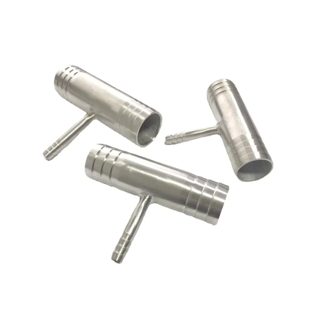 Reductor de lengüeta en t de 3 vías, accesorio de acoplador de conector de cola de manguera de acero inoxidable 304, 6, 8, 10, 12, 14, 16, 19, 20, 25, 32, 38-51mm