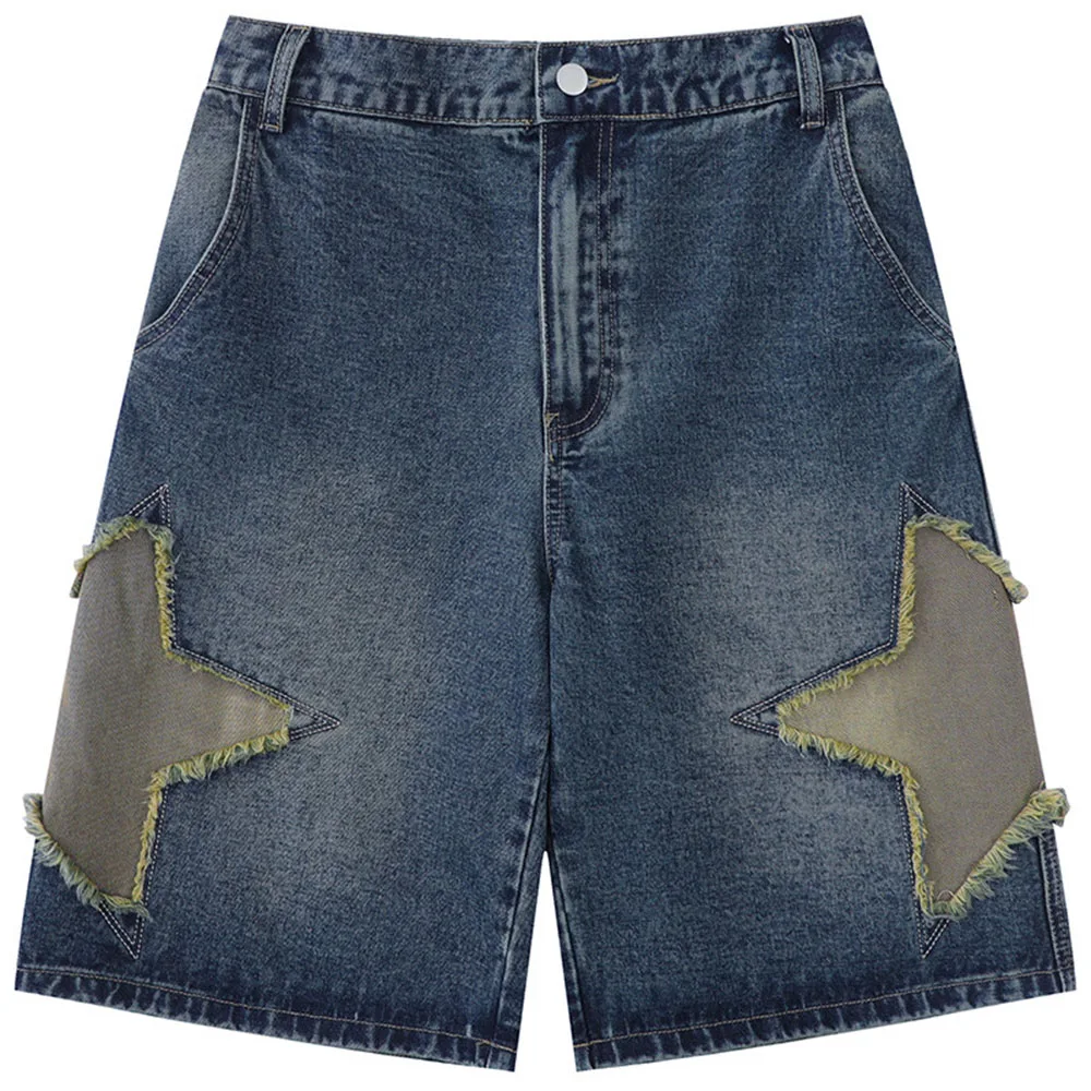 New Star Patterned Fringed Woman Shorts Simple Design High Waist Slim Fit Hole Ripped Five Points Pants Trendy Women's Shorts