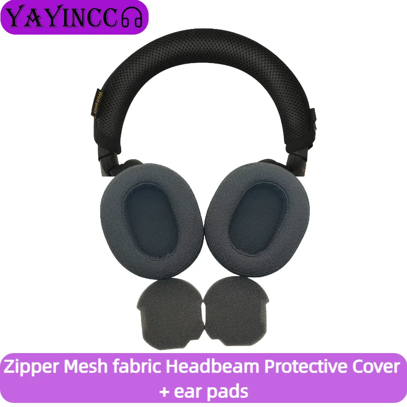 

YAYINCC Replacement Leather Earpads With buckle+Zipper Knitted fabric headband protective cover for Sony WH-1000XM5 headphones ，
