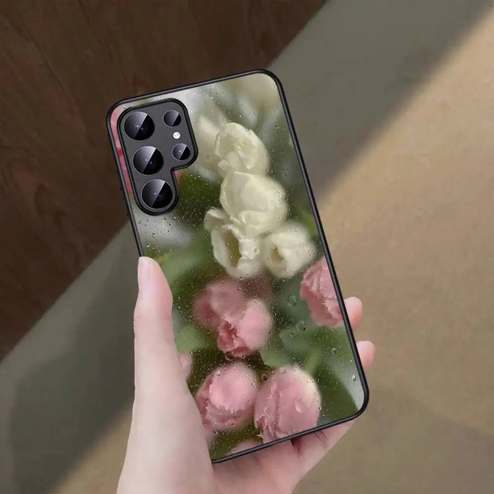 Funda de teléfono estética rosa Floral peonía flor para Samsung S25 S23 S24 FE S22 S20 S21 S10 S9 Plus lite Ultra FE S30 Note 20 10