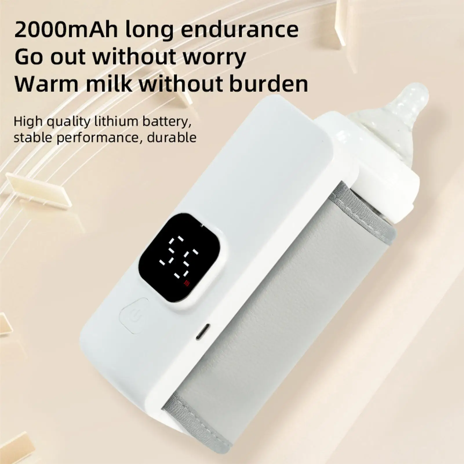 Portable Bottle Warmer Rechargeable Cordless Milk Warmer with Temperature Control Baby Bottle Warmer for Traveling Camping Home