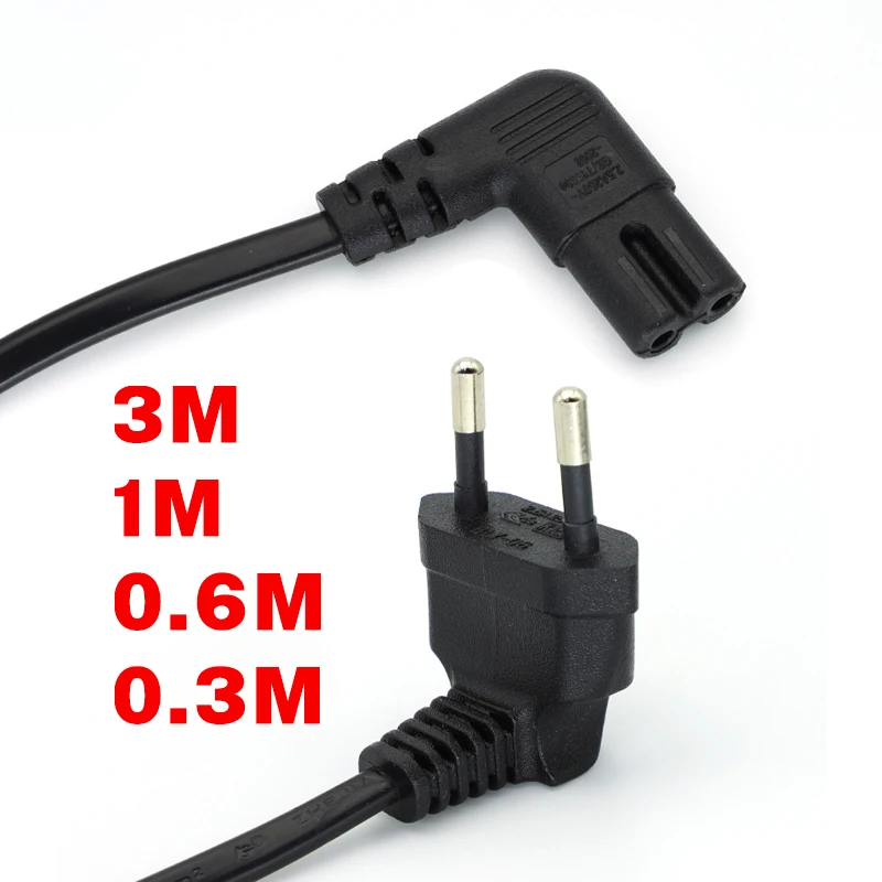 90 Degree Schuko CEE7/16 Europe 2pin Male to Right Angled IEC 320 C7 Power Supply Cord Cable