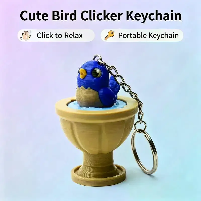 Cute Frog Eagle Chick Broccoli Fidget Keychain Built In Mechanical Buttons Stress Relief For Office Relaxation Daily Commute