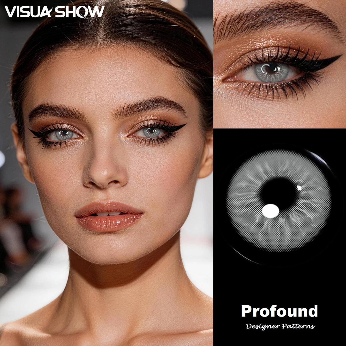 VISUASHOW 1 Paar graue Kontaktlinsen, kleine Pupille, halbjährlich verwendbare, farbige Kontaktlinsen zur Augenvergrößerung für Beauty, Cosplay und Make-up – Detail 11