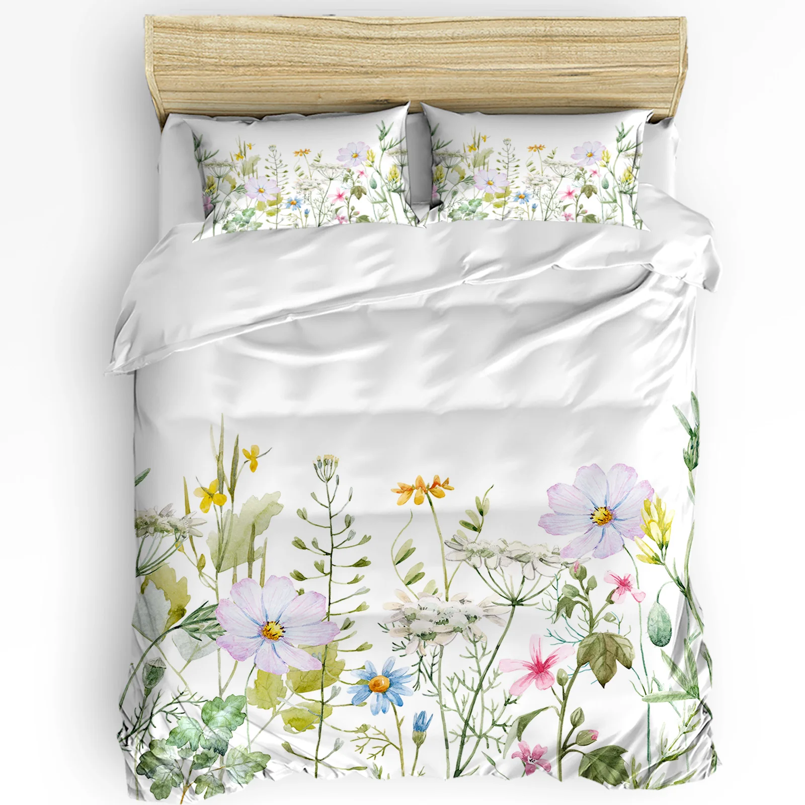 

Spring Flower Vanilla Wildflower Duvet Cover with Pillow Case Custom 3pcs Bedding Set Quilt Cover Double Bed Home Textile