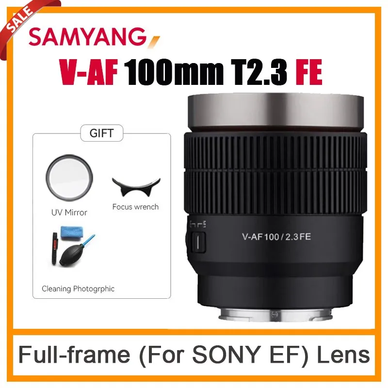 Samyang V-AF 100mm T2.3 AF FE Cine Lens Full Frame for Sony FE Mount Compatible For FX6 FX9 A9 A9II A7RIV A7RIII A7III A7C zve10