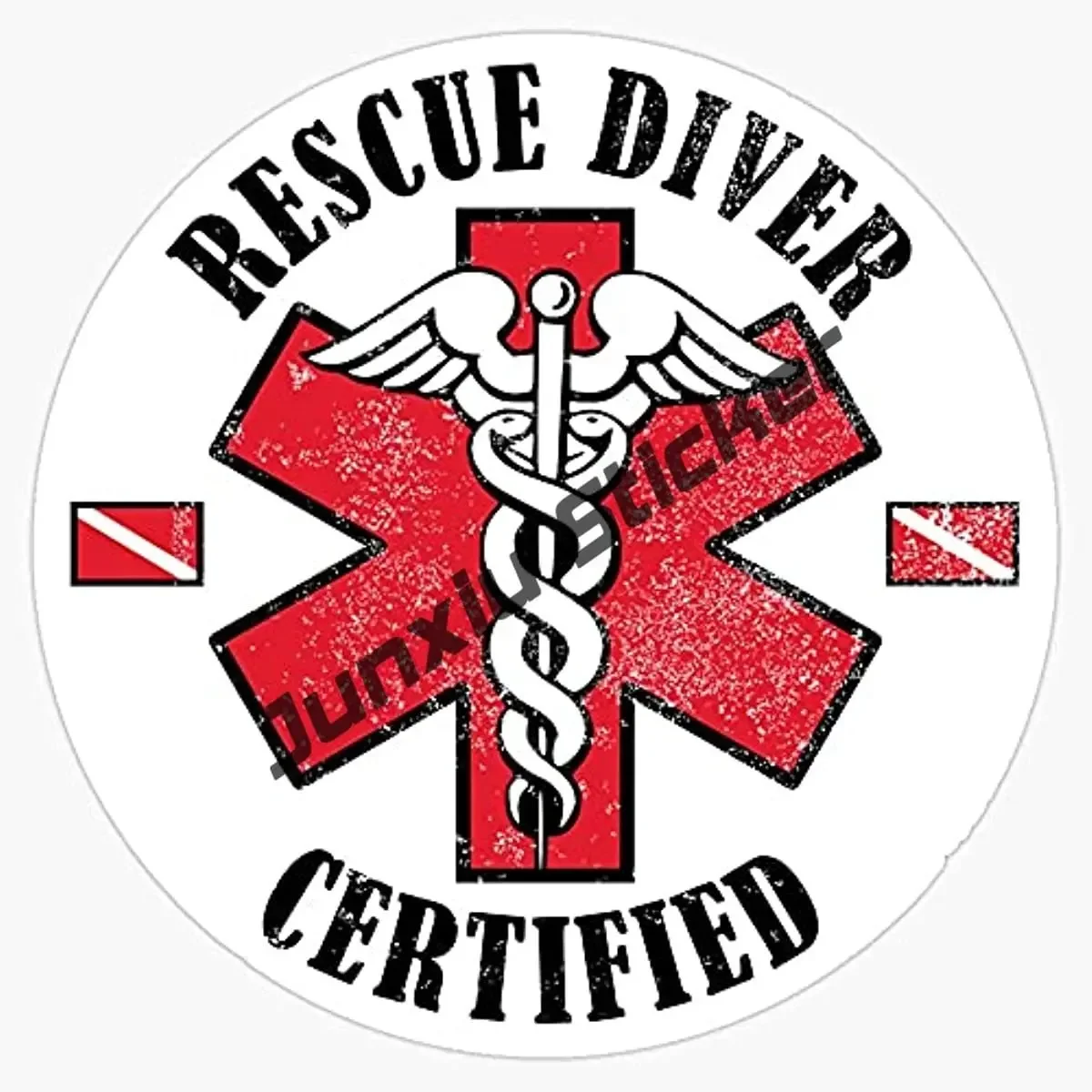 Scuba Diving Stickers Diver Down Shark Sticker Scuba Dive Flag Decals Rescue Diver Certified Diving Weatherproof UV Stickers