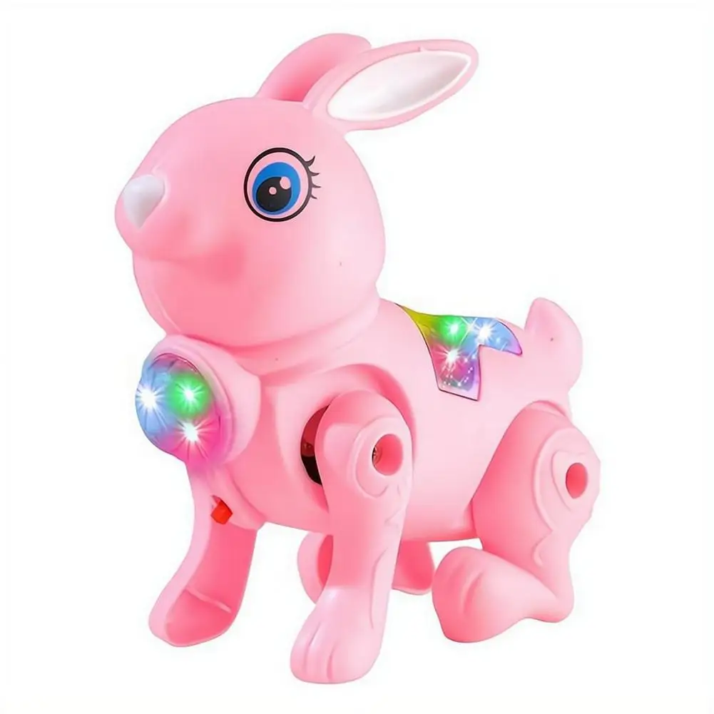 Electric Leash Rabbit Can Walk Children's Toys Electric Animals Walking Glowing Rabbit Buny Kids Birthday Gift for Boys Girls