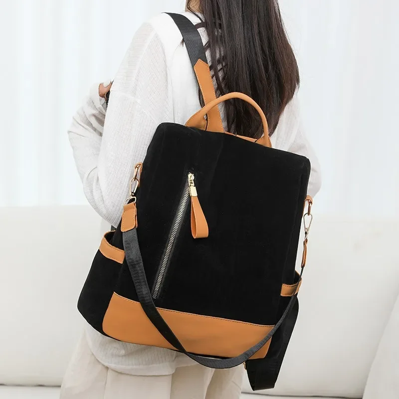 Solid Color Casual Zipper Pu Interior Compartment Sewing Thread Fashion Backpacks Large Capacity2024 High Quality Bags for Women