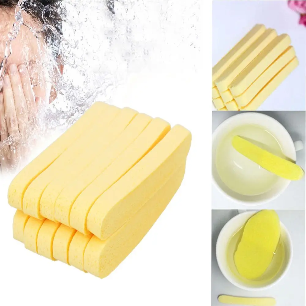 12PCS Flutter Makeup Cleaning Mat Wash Skin Care Face Cleansing Foam Stick Sponge Puff Yellow