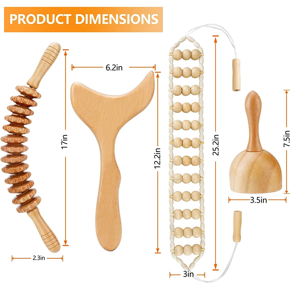 Wood Therapy Massager Cup Anti-Cellulite Gua Sha Tool Maderoterapia Colombiana Lymphatic Drainage Trigger Point Massager Roller