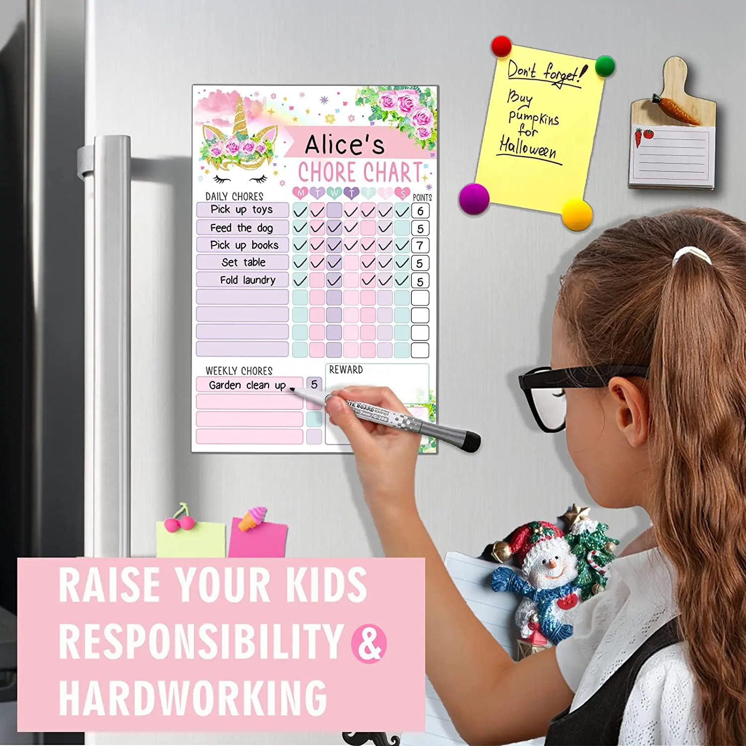 New Magnetic Unicorn Kids Chore Chart  Child Note Board Dinosaur  Refrigerator Stickers Reusable Memo Checklist Home Schedule