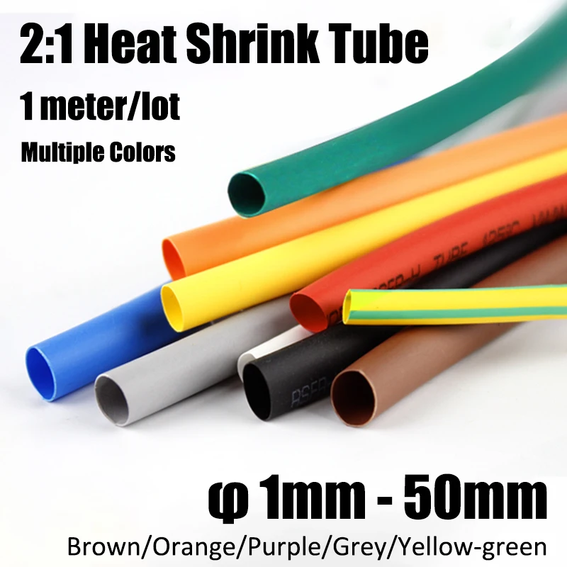 

1 Meter Full-type φ1mm-50mm 5-Colors Heat Shrink Tube 2:1 Polyolefin Thermal Cable Sleeve Insulated Cable Wire Heatshrink Tube