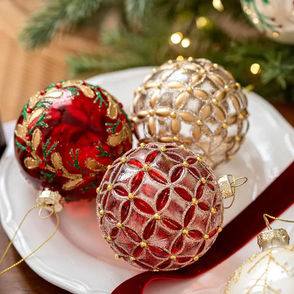 Hand-Blown Glass Ornaments Balls Glass Christmas Ball Ornaments Hanging for Home Window Outdoor Garden Christmas Decor