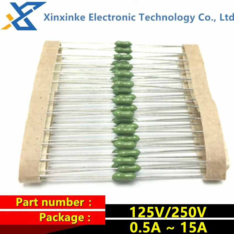 10PCS 125V 250V 0.5A/1A/2A/3A/4A/5A/7A Resistor-type Fuse Green Fast Disconnect