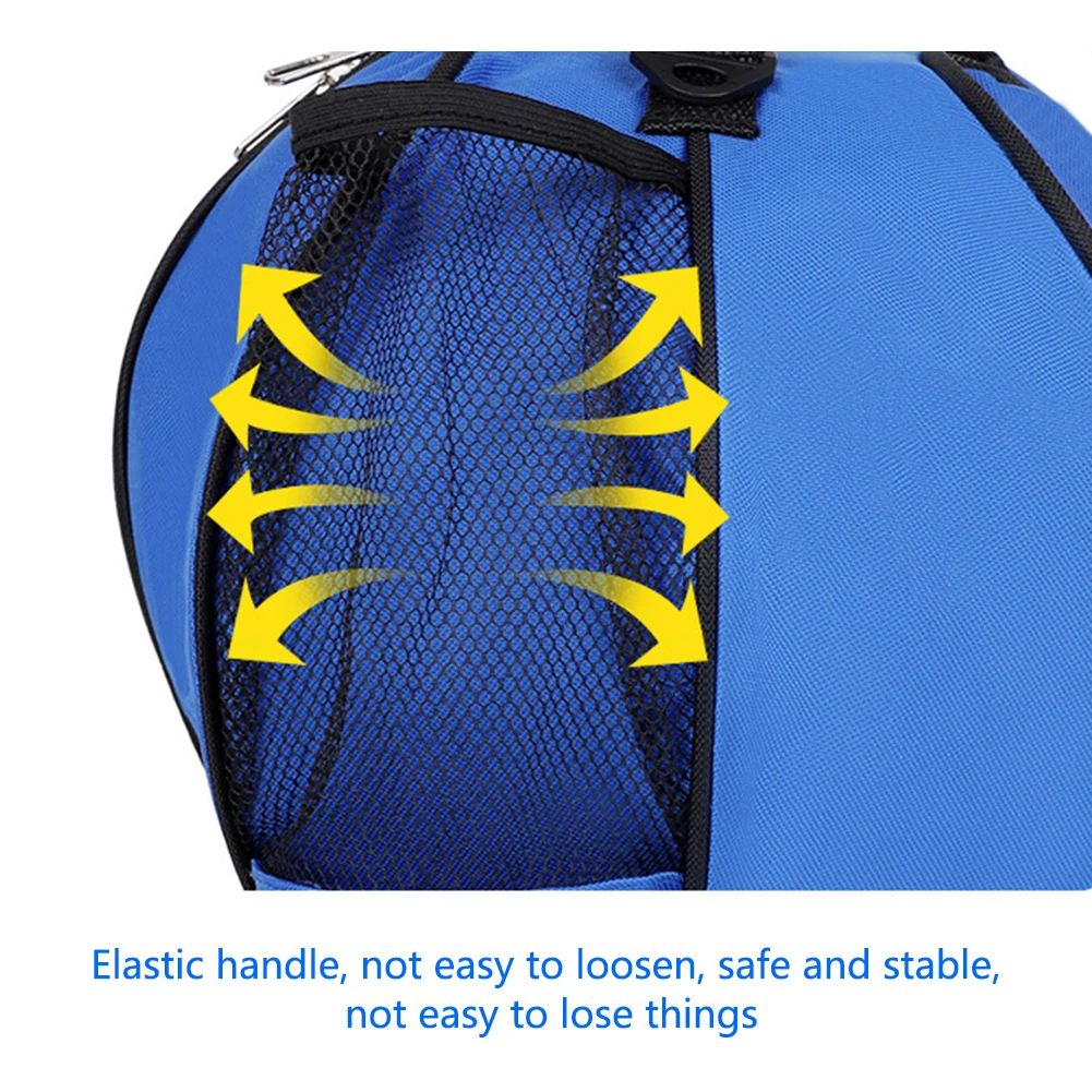 メッシュショルダーサッカーボールバッグ弾性丸型サッカーボール収納バッグ取り外し可能なショルダーストラップフックトレーニング機器用