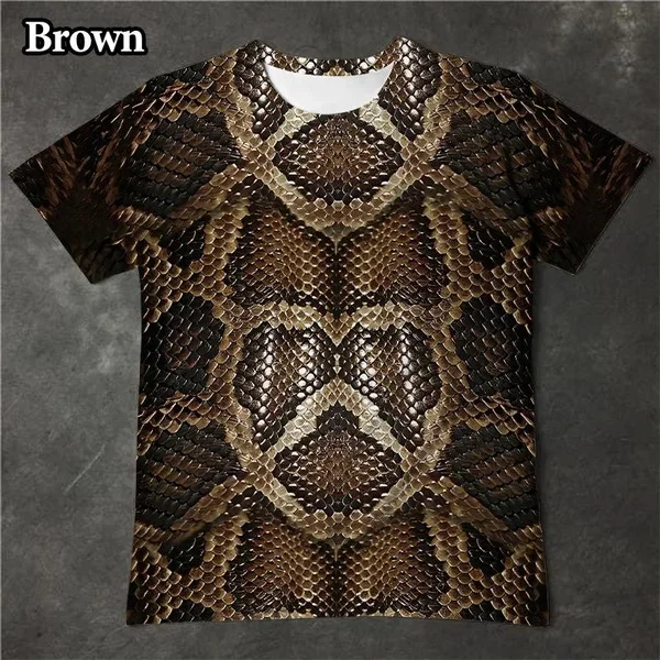 Novelty Animal Skin Pattern 3d Printing Fashion Personality Snakeskin Leopard 3d Print T-shirt