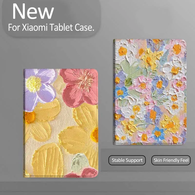 

Colorful Floral Oil Painting Tablet Case For Xiaomi Redmi Mini Pad SE K 2 4 5 6 7 8 2023 2025 11 8.8 11.2 10.1 Pro Gift