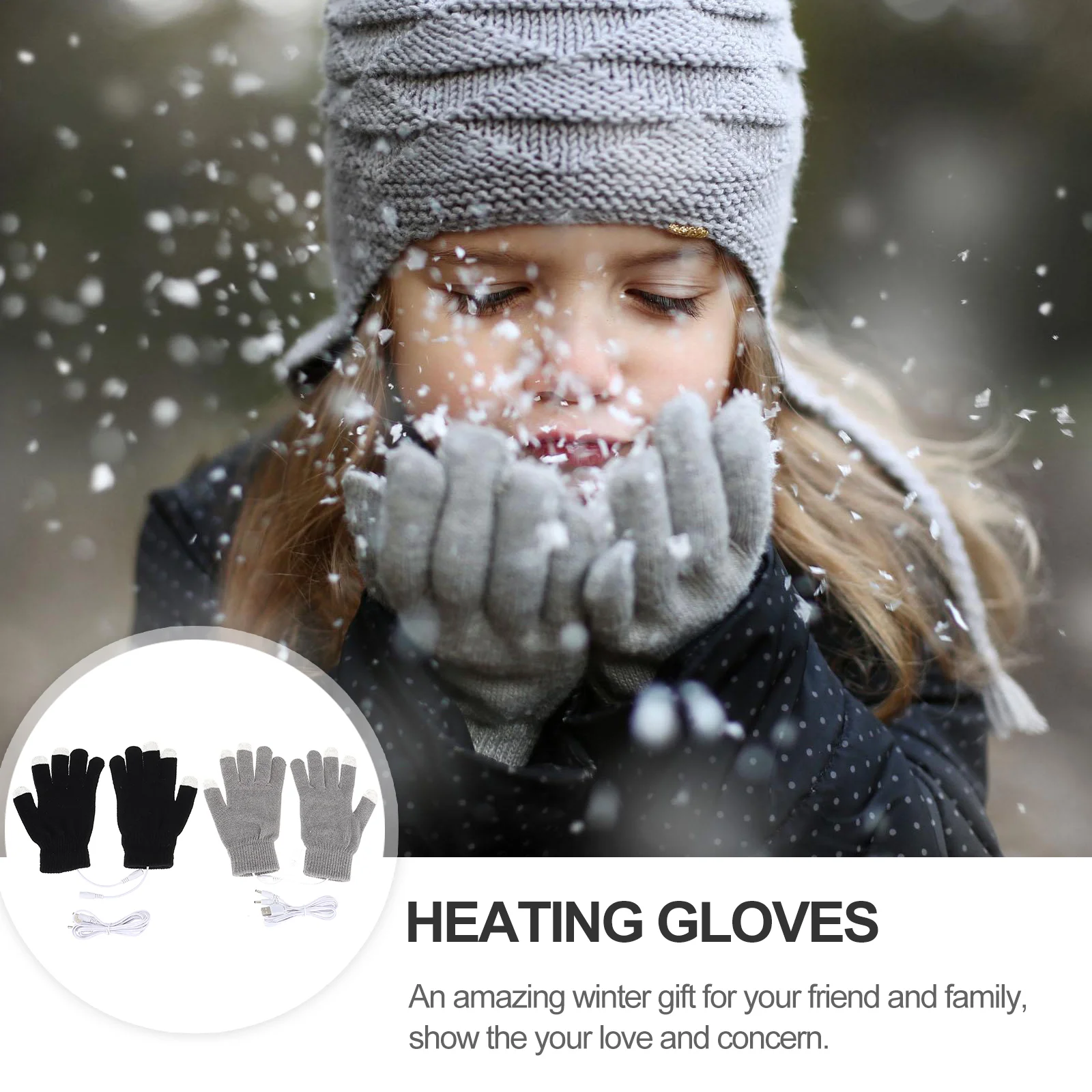 2 Pairs USB Heated Gloves Women's Winter Keep Warm Compact Mitts Silica Gel Heating Typing Gaming