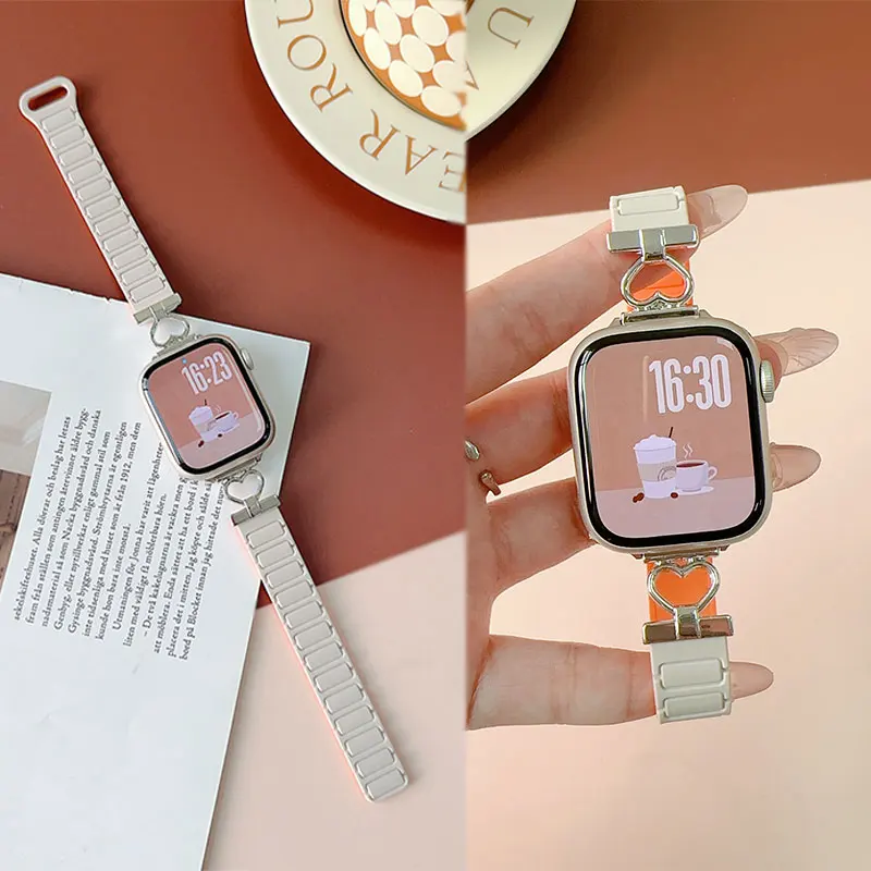 Silikon-Magnetarmband für Apple Watch 46 mm 42 mm 49 mm 45 mm 41 mm 44 mm 40/38 Band für IWatch Ultra 2 Serie 10 9 8 7 6 SE 5 4 3