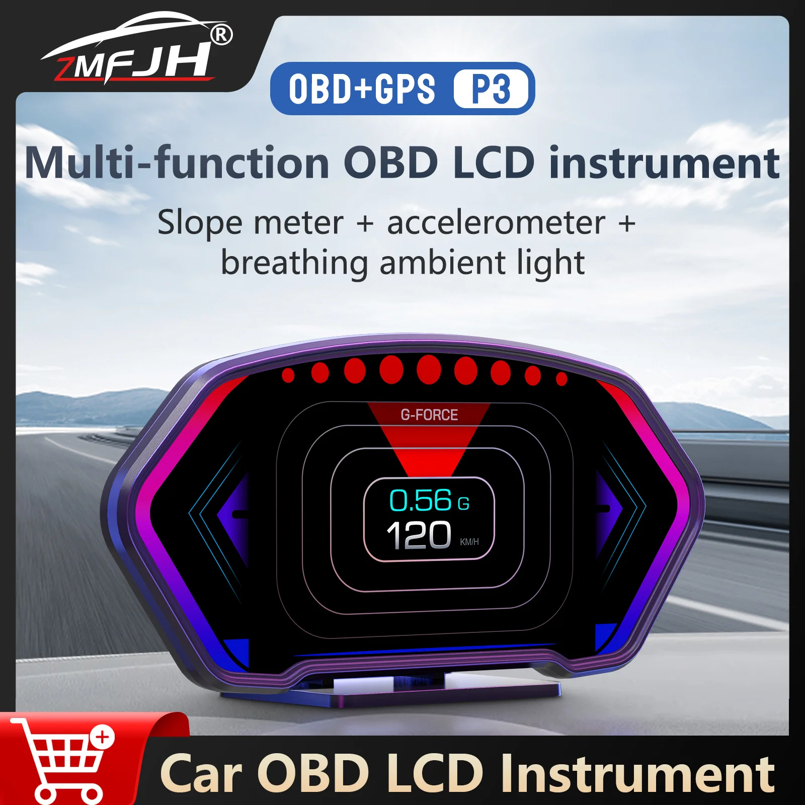 

P3 умный бортовой компьютер OBD2 + GPS проекционный дисплей авто автомобильный GPS спидометр измеритель наклона тахометр датчик температуры и напряжения