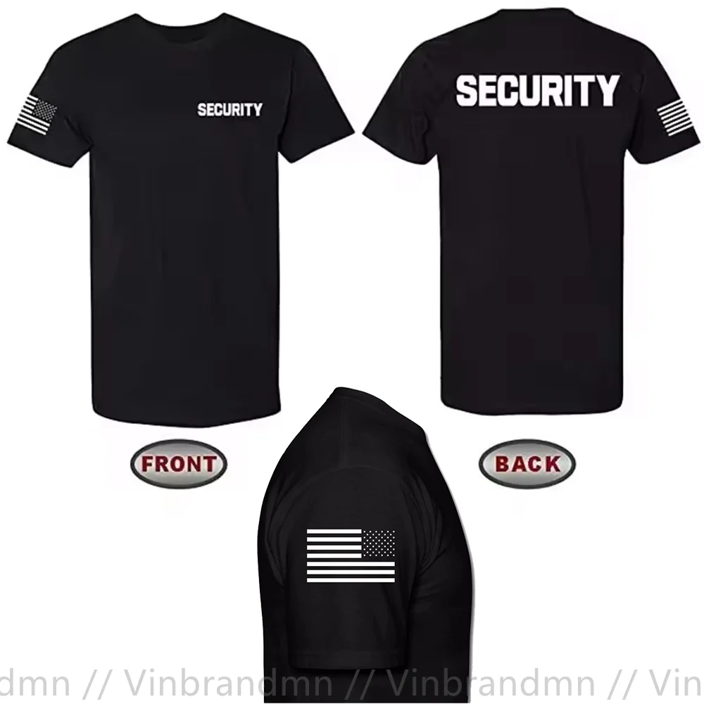 Security Guard Event Staff Two-Sided Unisex T-Shirt American Flag on Arm T Shirt Men Halloween Costume Accessory Men Clothing