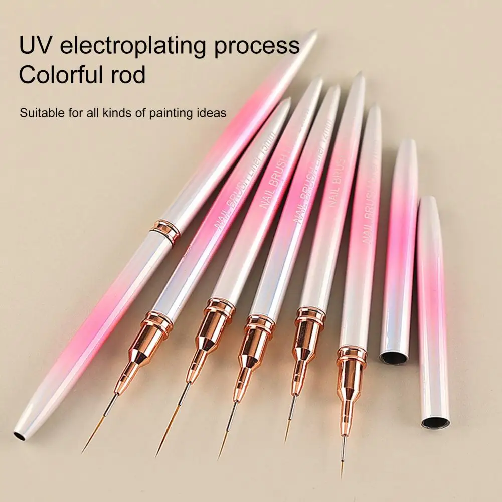 7/9/12/15/20Mm Nagelborstel Professionele Ultra-Dunne Tip Diy Streep Nail Art Liner Borstel Uv Gel Schilderij Pen Manicure Tools