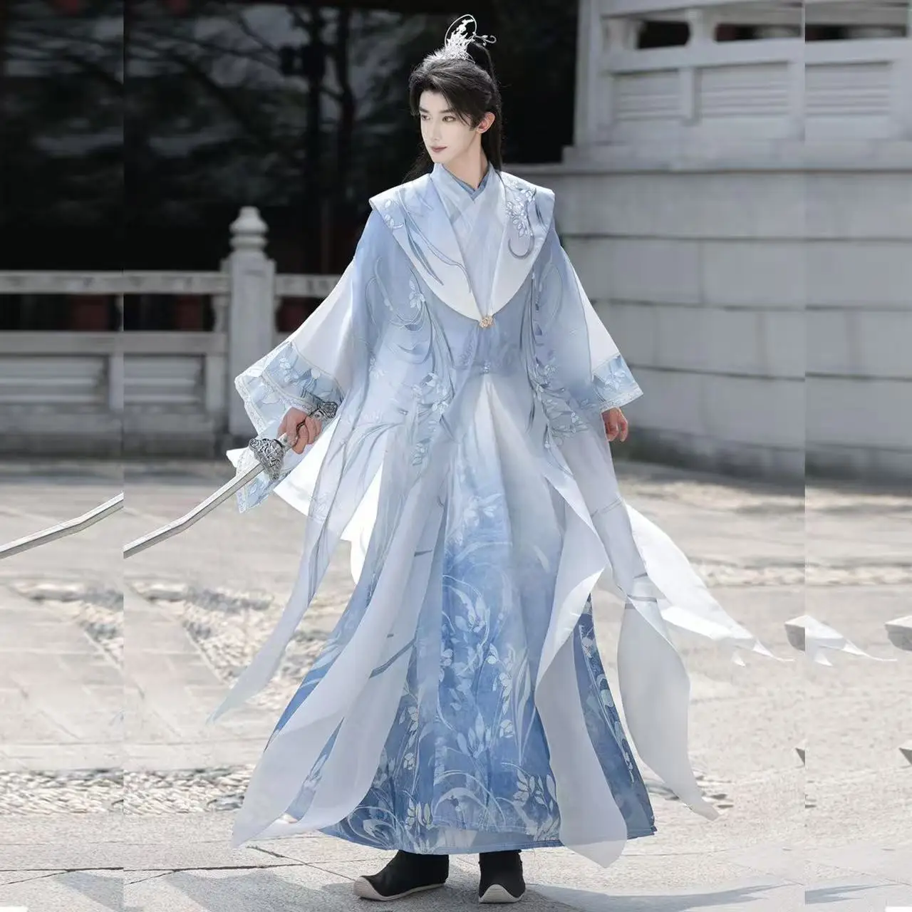 

Original Hanfu Men Women Traditional Chinese Weijin Period Large Sleeve Shirt Long Robe Halloween Fairy Martial Cosplay Costume