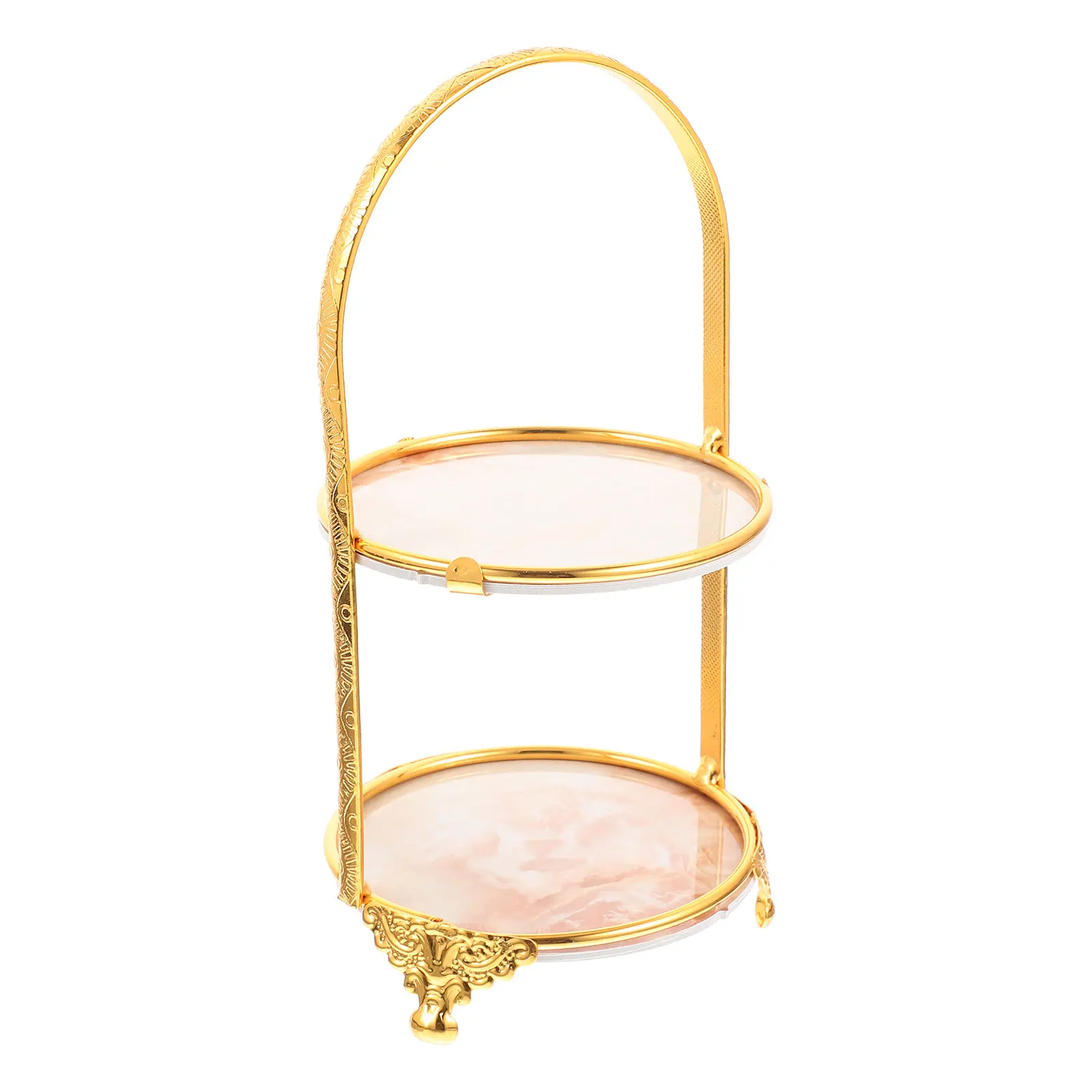 

Cake Stand Tiered Serving Tray Platter Dessert Display Rack Double Layers Portable Fruit Snack Portable Dessert Tray Kitchen Bar