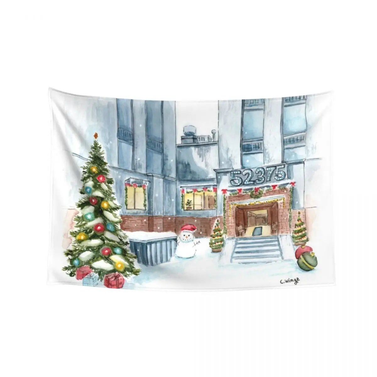 

CSGO Office Christmas in Watercolor Tapestry Wallpaper Decorations For Your Bedroom Decoration For Home Tapestry