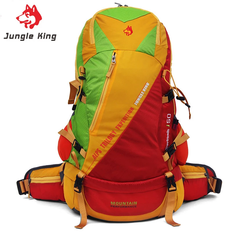 

JUNGLE KING CY1601 50L New Waterproof Tear-resistant Multifunctional Camping Backpack Stitching Color Mountaineering Backpack