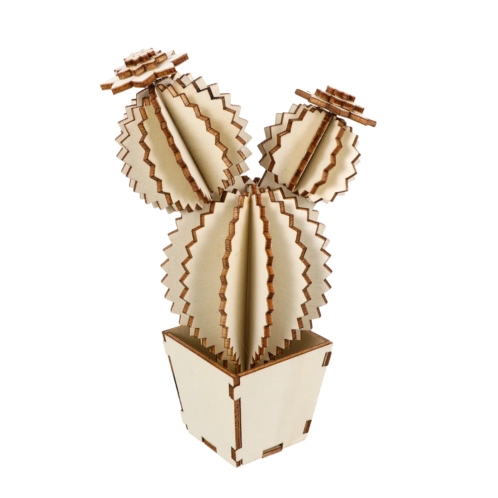 

1Set Wooden Cactus Set Artificial Tabletop Ornament for Home Decoration DIY Assembly Lightweight Elegant Room