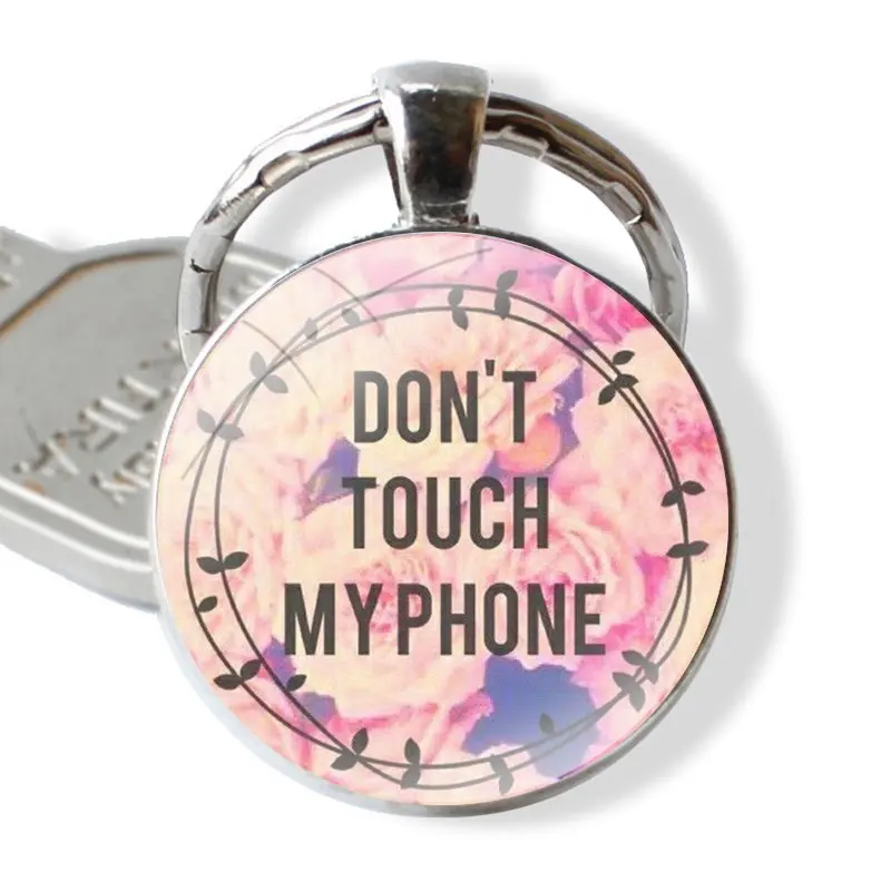 Don't touch my Keychain Handmade Glass Cabochon Key Ring Holder Pendant Key Chains