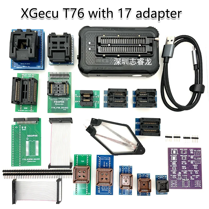 XGecu T76 programmer burner T56 upgraded version + 17 adapter seat T76 + 17adapter view 6