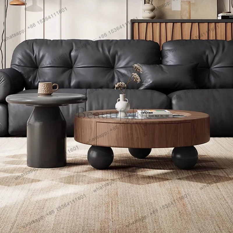 

Wood Modern Coffee Table Simple Antique Clear Aesthetic Unique Side Table Storage Drawers Kaffee Tische Living Room Furniture