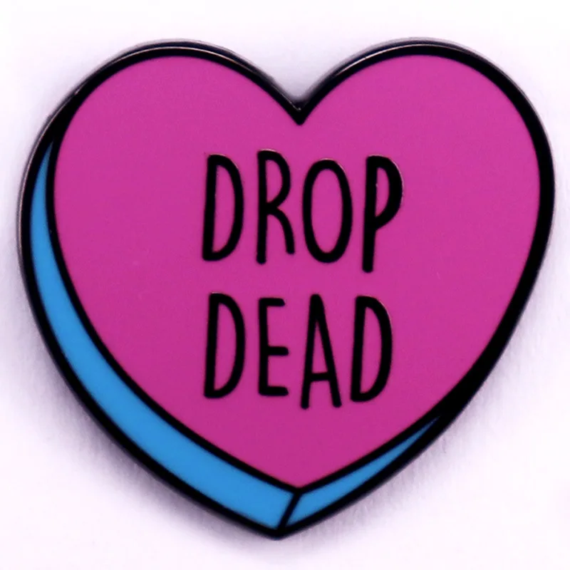 A3400 Drop dead Heart Metal Manga Badges Lapel Pins for Backpack Enamel Pin Brooch on Clothes Jewelry Decoration Collections