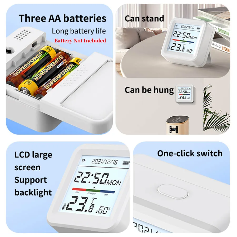 Tuya WiFi مستشعر درجة الحرارة والرطوبة مقياس الرطوبة كاشف الحرارة الحياة الذكية App التحكم عن بعد دعم Alexa Google Home #3