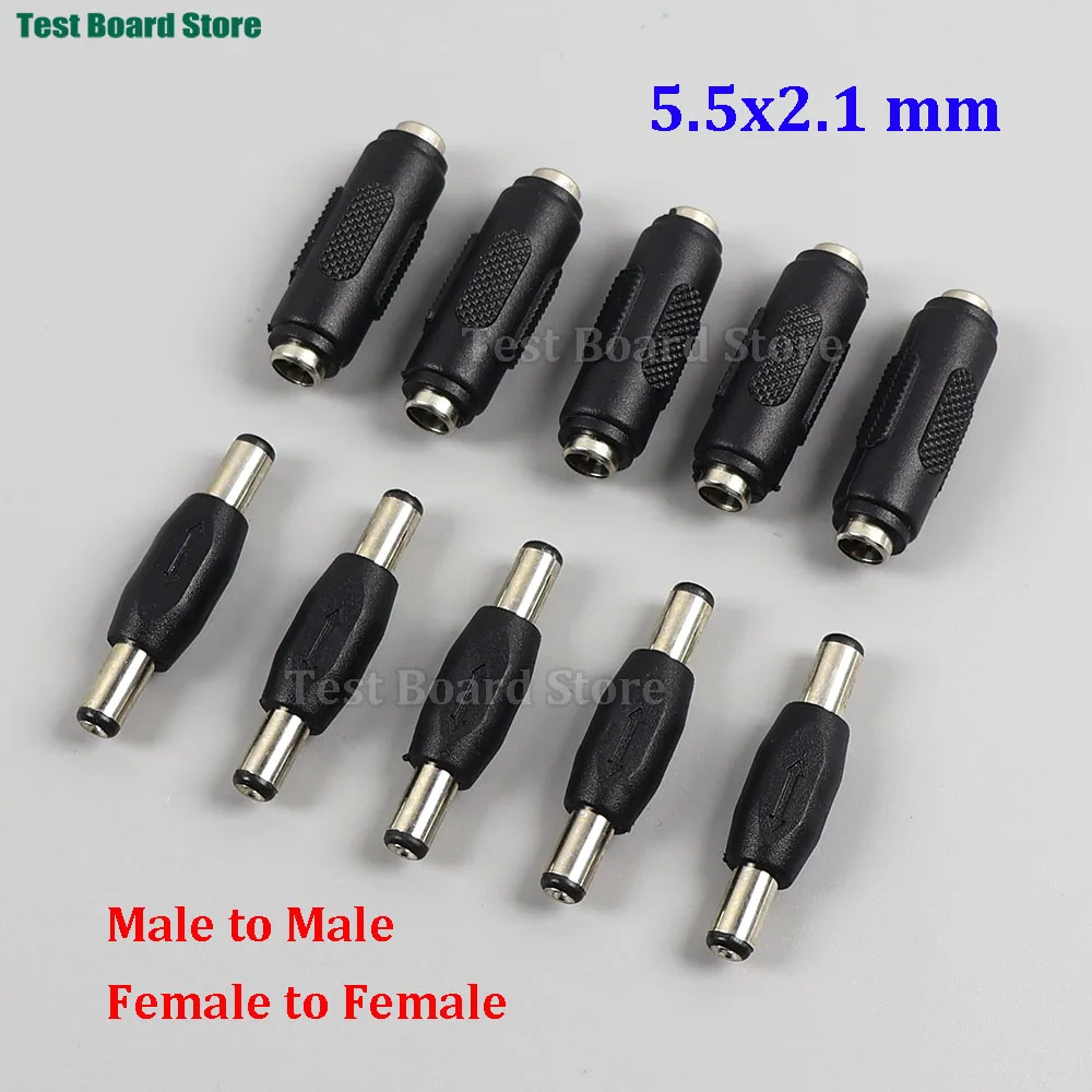 

5.5*2.1 mm Male To Male DC Power Plug Jack and Female To Female Socket Connector For CCTV Camcer Panel Mounting Adapter