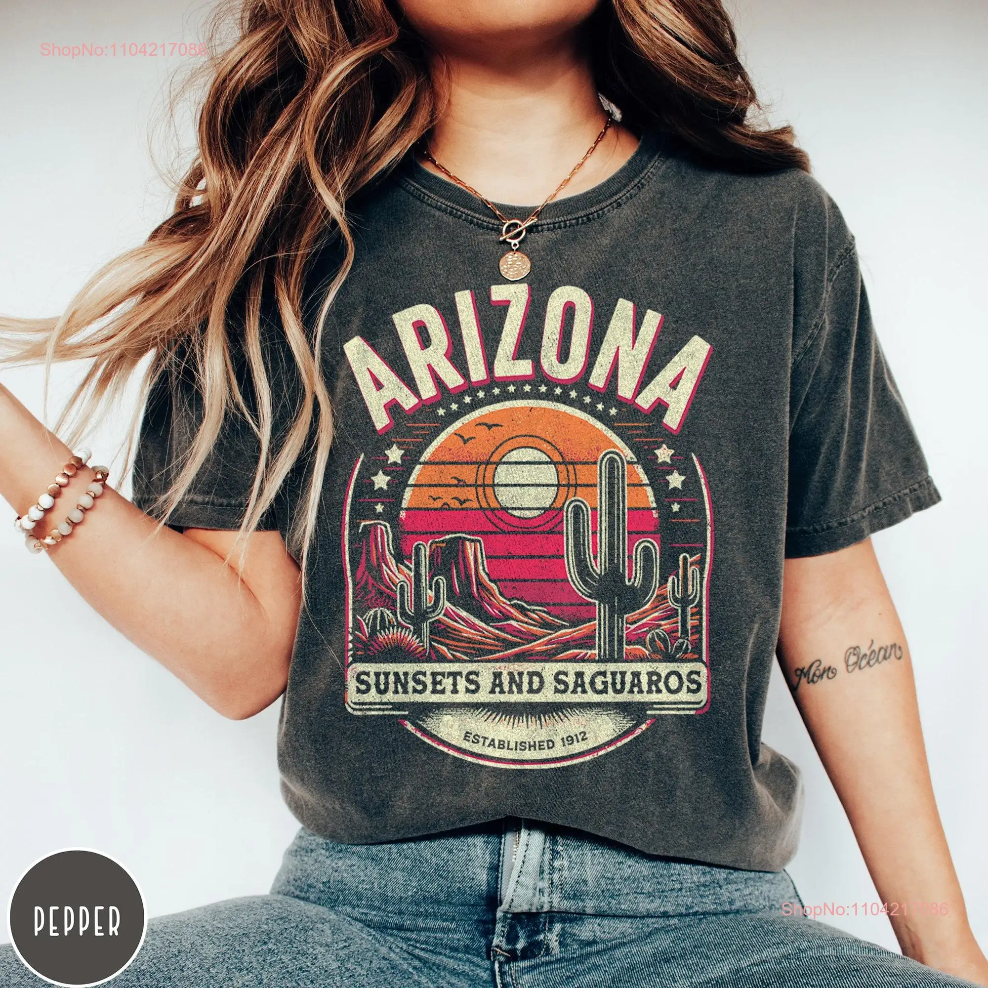 Arizona T Shirt Vintage Desert Crewneck Saguaro Cactus Lover SunseT Bachelorette Wild WesT Scottsdale Trip