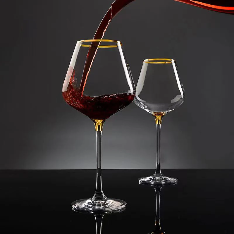 European 660ml Luxury Gold Burgundy Glass Vintage Wine Glasses Wineglass Glasses for Champagne Goblet Glass Cup Set Cups Crystal