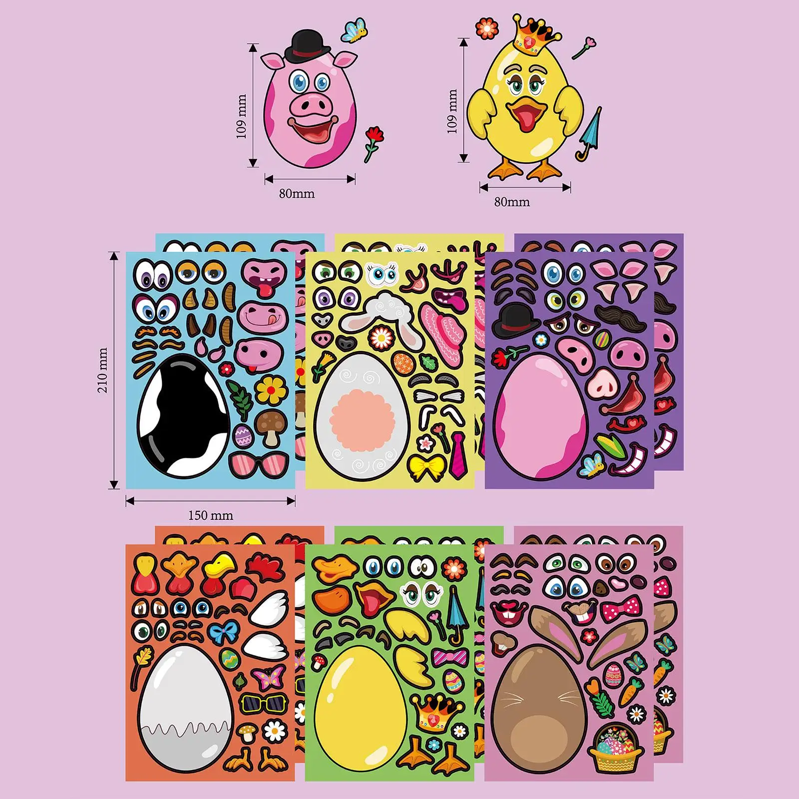 12x Easter Stickers Easter Egg Bunny Stickers Voor Wenskaart Waterfles