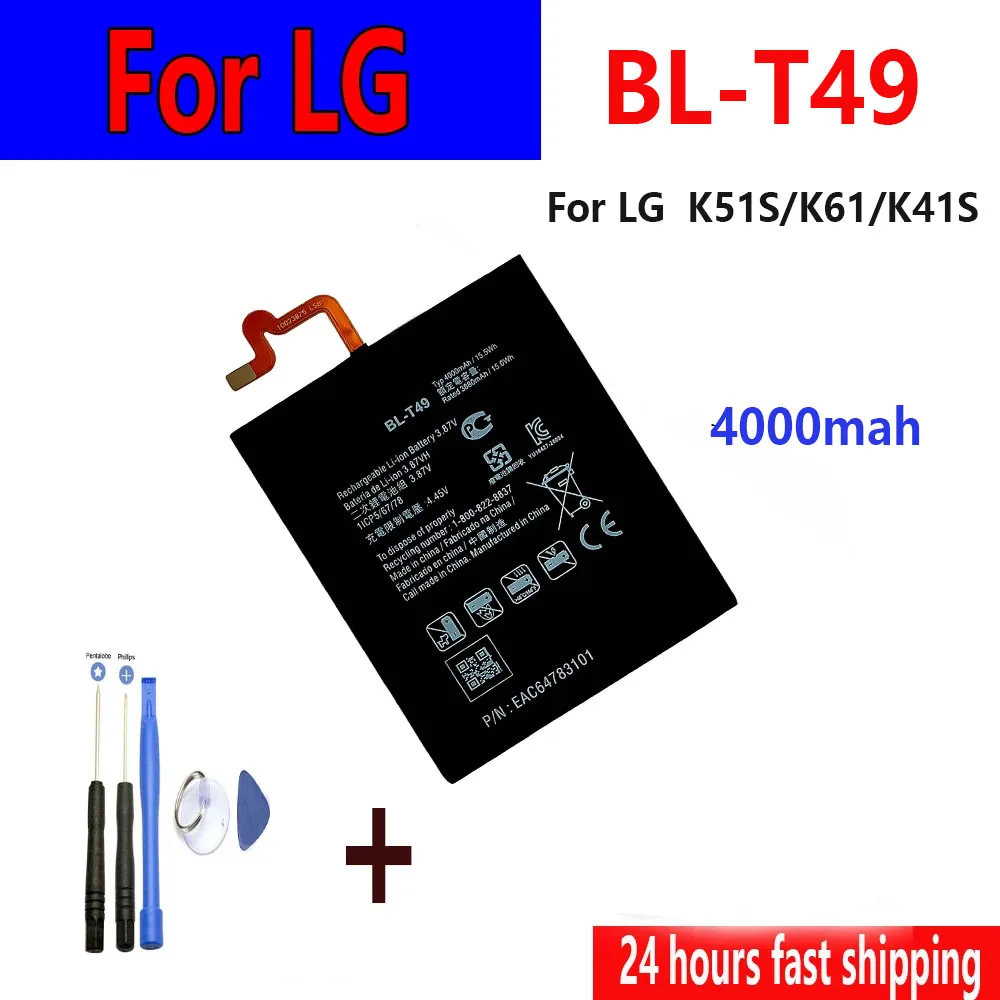 4000mAh BL-T49 BLT49 Replacement Battery For LG K510 K51S K61 K41S LM-K410BMW LM-K510BMW LM-K510HM Mobile Phone Bateria