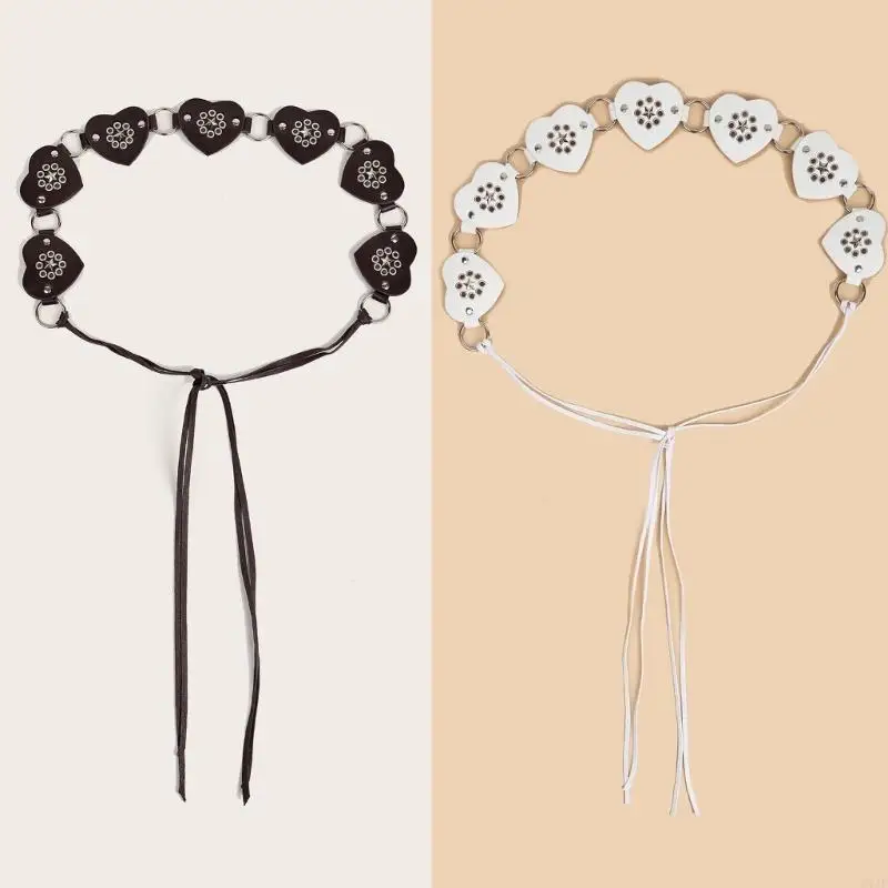 C71F حار فتاة رعاة البقر التعادل حزام الخصر حزام الخصر المعدني القلب لفساتين الجينز #2