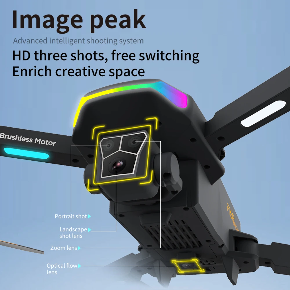 F168 Light Show Drone, Electrically Adjustable Triple Camera, Optical Flow Hover, Intelligent Obstacle Avoidance, Stunt Flying