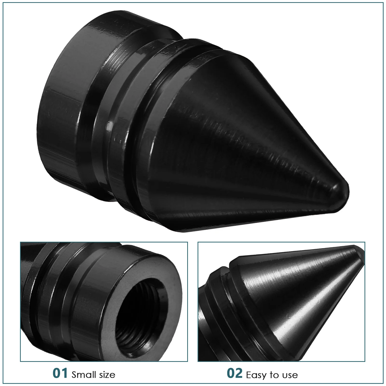 

4Pcs Aluminum Alloy Cone Shape Tire Valve Caps Durable Universal Valve Stem Covers Car Motorcycle Tire Air Cap