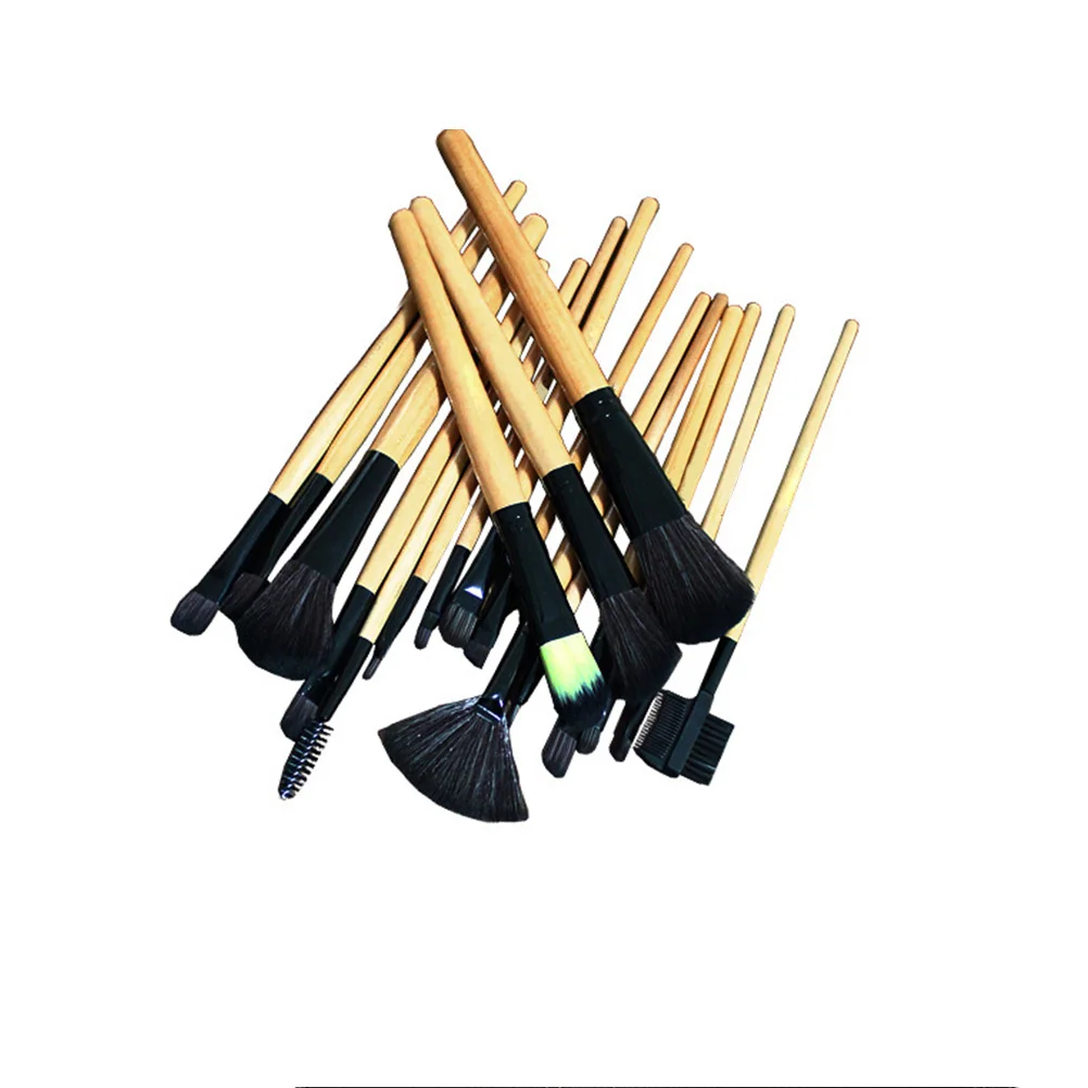 Set di pennelli da 24 pezzi Kit di trucco professionale per fard in polvere con setole in nylon con manico in legno per set di trucco da donna