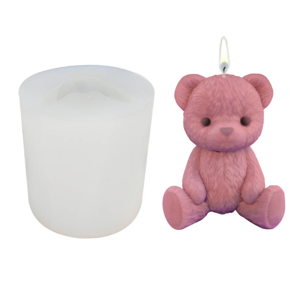 Cute Teddy Bear Candle Mold Silicone Aromatherapy Plaster Korean Version Gypsum Geometric Dropping Glue for Candle Making Tools