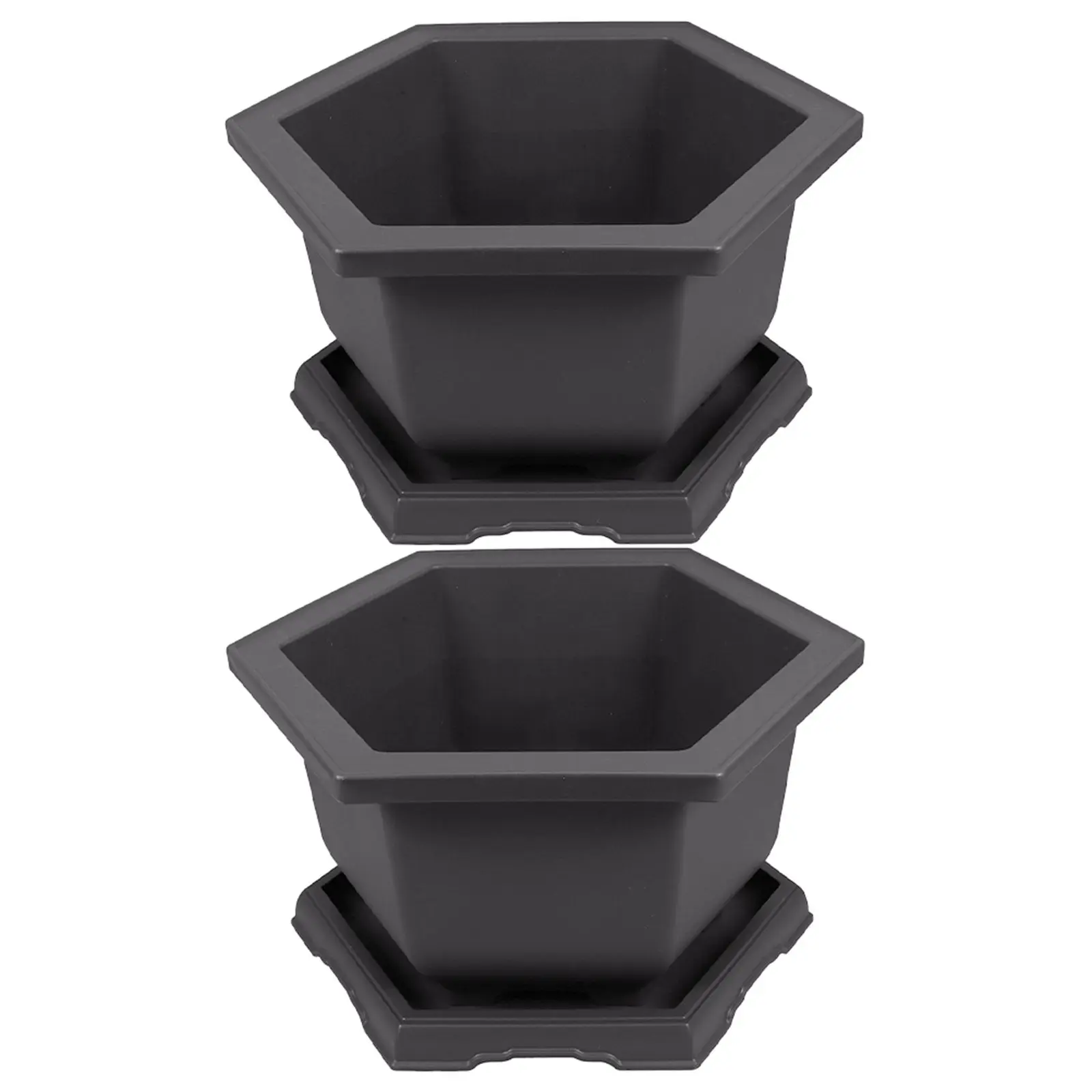 2Sets Hex Patty Orchid Bonsai Pots PP Imitation Purple Sand Large Opening Handmade Indoor Plant Flower Pot for Bonsai Succulent