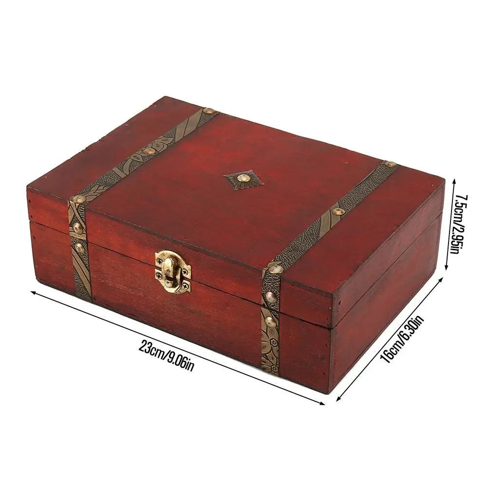 Organizer Treasure Chest Delicate Gift Box Wooden Jewellery Storage Box Vintage Lock Storage Case Home