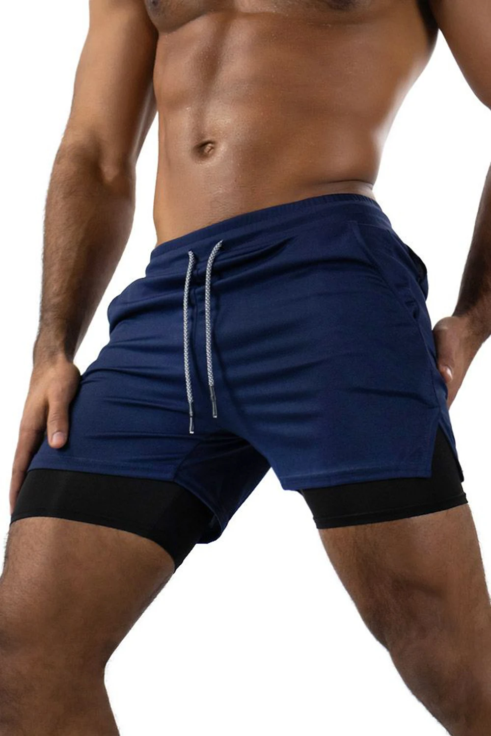 2025 الرجال السراويل الرياضية اثنين في واحد تنفس عادية التجفيف السريع طبقة مزدوجة السراويل الصيف تشغيل رياضية الصالة الرياضية ShortsM-3XL #4